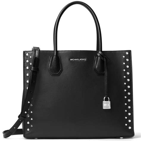 michael kors mercer large convertible tote black silver hardware|michael kors mercer large.